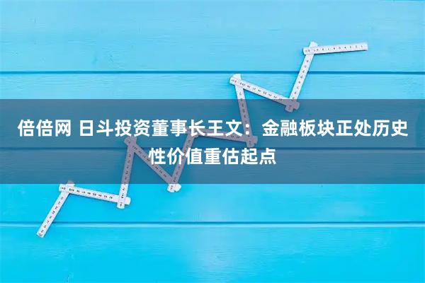 倍倍网 日斗投资董事长王文：金融板块正处历史性价值重估起点